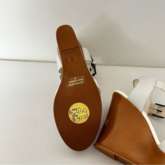 Cathy Jean Brazil White Wedge Sandals Platform Size 6 heel 4" Lightweight - Picture 2 of 11